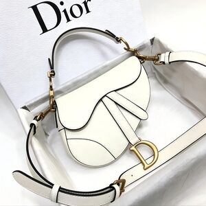 <AUTHENTIC>Dior Saddle Bag in White